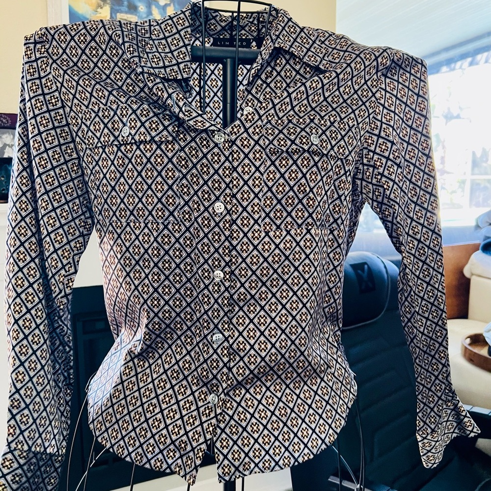 Vintage Geometric Silk Patterned Women's Top